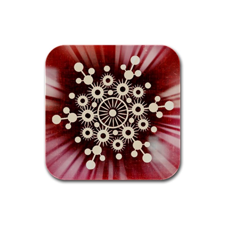 Background Star Red Abstract Rubber Square Coaster (4 pack) 