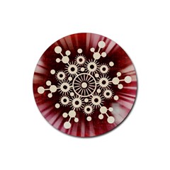 Background Star Red Abstract Rubber Round Coaster (4 Pack)  by Celenk