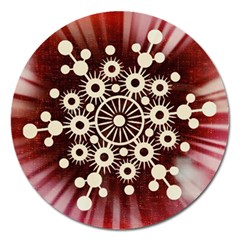 Background Star Red Abstract Magnet 5  (round) by Celenk