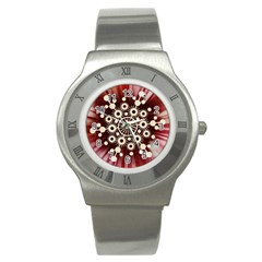 Background Star Red Abstract Stainless Steel Watch by Celenk