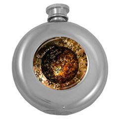 Christmas Bauble Ball About Star Round Hip Flask (5 Oz) by Celenk