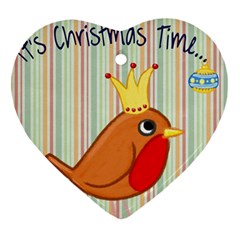 Bird Christmas Card Blue Modern Ornament (heart) by Celenk