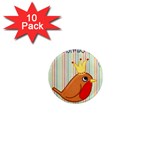 Bird Christmas Card Blue Modern 1  Mini Magnet (10 pack)  Front