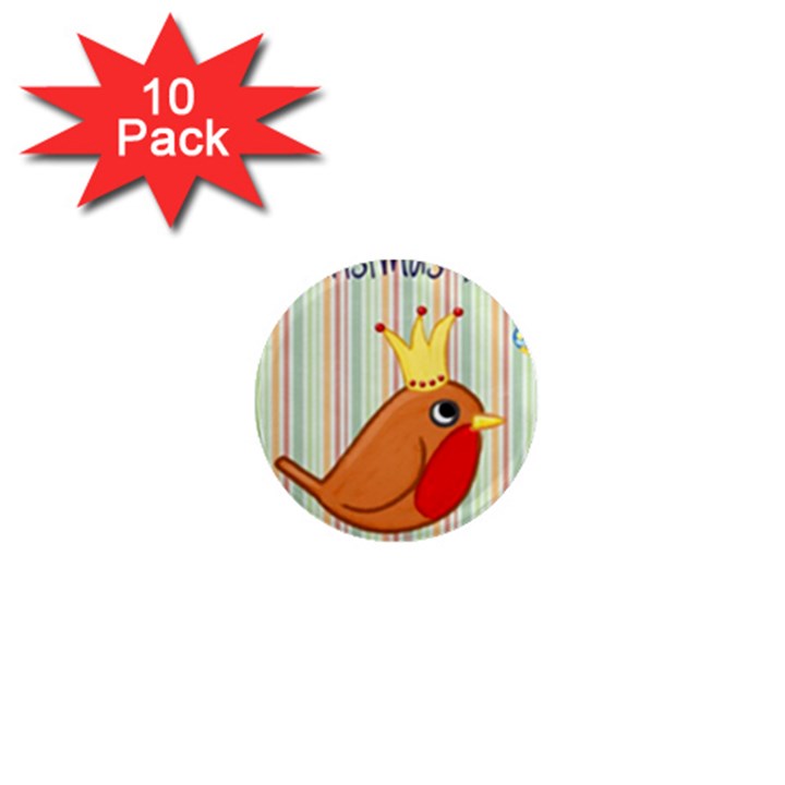 Bird Christmas Card Blue Modern 1  Mini Magnet (10 pack) 