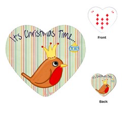 Bird Christmas Card Blue Modern Playing Cards (heart)  by Celenk