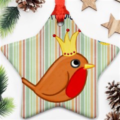 Bird Christmas Card Blue Modern Star Ornament (two Sides)