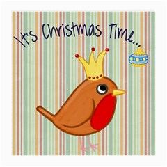 Bird Christmas Card Blue Modern Medium Glasses Cloth (2-side) by Celenk