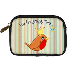 Bird Christmas Card Blue Modern Digital Camera Cases by Celenk