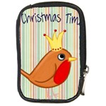 Bird Christmas Card Blue Modern Compact Camera Cases Front