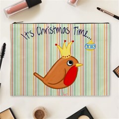 Bird Christmas Card Blue Modern Cosmetic Bag (xl) by Celenk