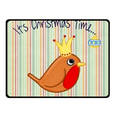 Bird Christmas Card Blue Modern Fleece Blanket (small) by Celenk