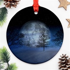 Winter Wintry Moon Christmas Snow Ornament (round) by Celenk