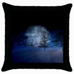 Winter Wintry Moon Christmas Snow Throw Pillow Case (black) by Celenk