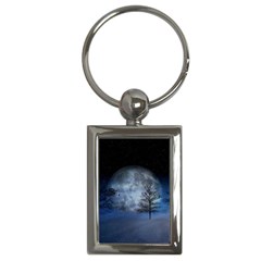 Winter Wintry Moon Christmas Snow Key Chains (rectangle)  by Celenk