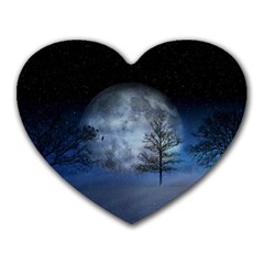 Winter Wintry Moon Christmas Snow Heart Mousepads by Celenk