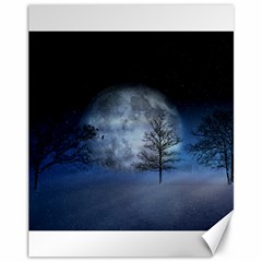 Winter Wintry Moon Christmas Snow Canvas 11  X 14   by Celenk