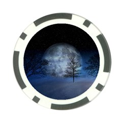 Winter Wintry Moon Christmas Snow Poker Chip Card Guard by Celenk