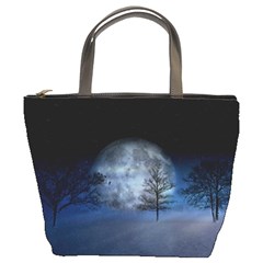 Winter Wintry Moon Christmas Snow Bucket Bags by Celenk