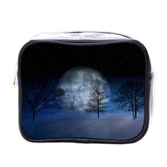 Winter Wintry Moon Christmas Snow Mini Toiletries Bags by Celenk