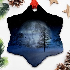 Winter Wintry Moon Christmas Snow Ornament (snowflake) by Celenk