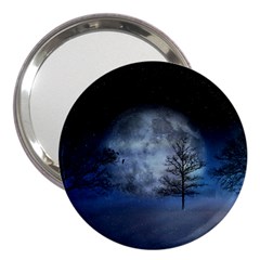 Winter Wintry Moon Christmas Snow 3  Handbag Mirrors by Celenk