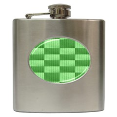 Wool Ribbed Texture Green Shades Hip Flask (6 Oz) by Celenk