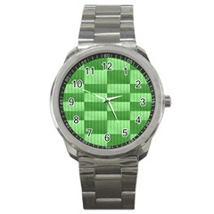 Wool Ribbed Texture Green Shades Sport Metal Watch by Celenk