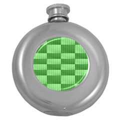 Wool Ribbed Texture Green Shades Round Hip Flask (5 Oz) by Celenk