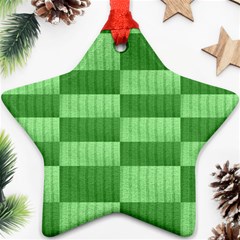 Wool Ribbed Texture Green Shades Star Ornament (two Sides) by Celenk