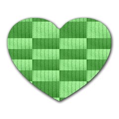 Wool Ribbed Texture Green Shades Heart Mousepads by Celenk