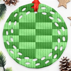 Wool Ribbed Texture Green Shades Ornament (round Filigree) by Celenk