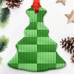 Wool Ribbed Texture Green Shades Christmas Tree Ornament (Two Sides) Front