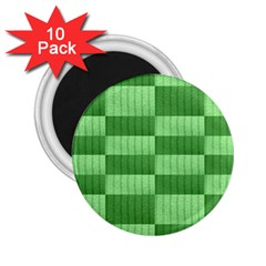 Wool Ribbed Texture Green Shades 2 25  Magnets (10 Pack)  by Celenk