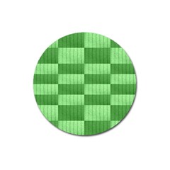 Wool Ribbed Texture Green Shades Magnet 3  (round) by Celenk