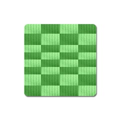 Wool Ribbed Texture Green Shades Square Magnet by Celenk