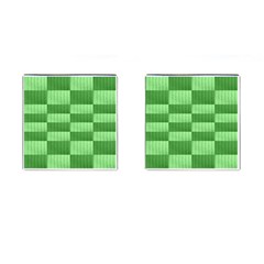 Wool Ribbed Texture Green Shades Cufflinks (square) by Celenk