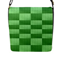 Wool Ribbed Texture Green Shades Flap Messenger Bag (l) 