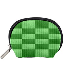 Wool Ribbed Texture Green Shades Accessory Pouches (small)  by Celenk