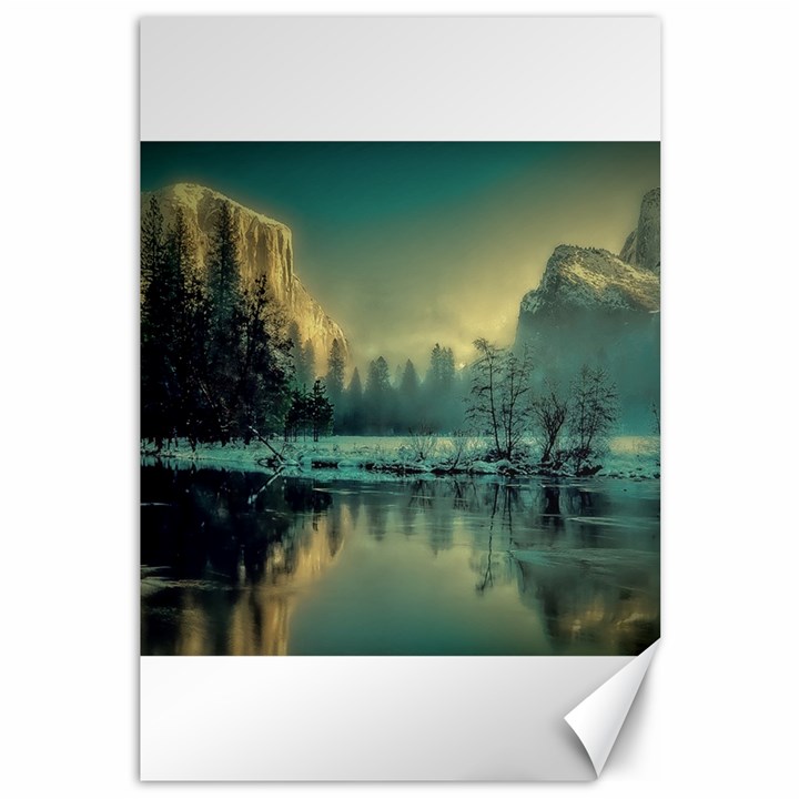 Yosemite Park Landscape Sunrise Canvas 12  x 18  