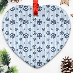 Snowflakes Winter Christmas Card Ornament (heart) by Celenk