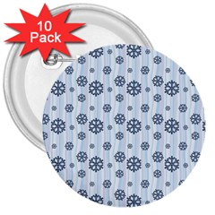 Snowflakes Winter Christmas Card 3  Buttons (10 Pack)  by Celenk