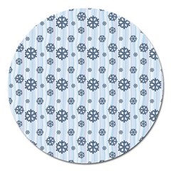 Snowflakes Winter Christmas Card Magnet 5  (round) by Celenk