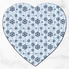 Snowflakes Winter Christmas Card Jigsaw Puzzle (heart) by Celenk