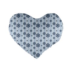 Snowflakes Winter Christmas Card Standard 16  Premium Heart Shape Cushions by Celenk