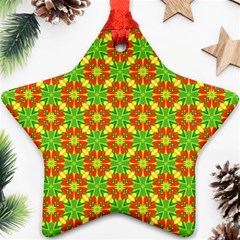 Pattern Texture Christmas Colors Star Ornament (two Sides) by Celenk