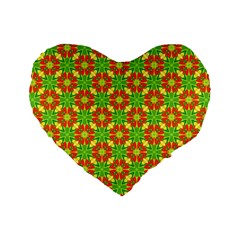 Pattern Texture Christmas Colors Standard 16  Premium Flano Heart Shape Cushions by Celenk