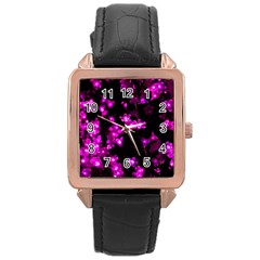 Abstract Background Purple Bright Rose Gold Leather Watch  by Celenk