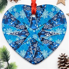 Christmas Background Wallpaper Heart Ornament (two Sides) by Celenk