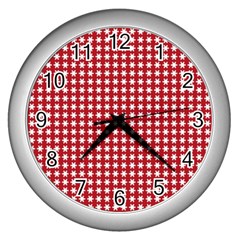 Christmas Paper Wrapping Paper Wall Clocks (silver)  by Celenk