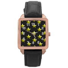 Stars Backgrounds Patterns Shapes Rose Gold Leather Watch  by Celenk